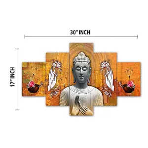 MDF Framed 3D Wall Painting Set of Five  for Home Decoration, Big Size Painting for Living Room