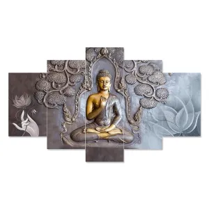MDF Framed 3D Wall Painting Set of Five  for Home Decoration, Big Size Painting for Living Room