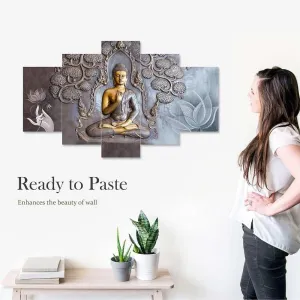 MDF Framed 3D Wall Painting Set of Five  for Home Decoration, Big Size Painting for Living Room