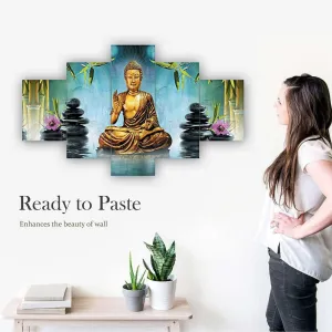 MDF Framed 3D Wall Painting Set of Five  for Home Decoration, Big Size Painting for Living Room