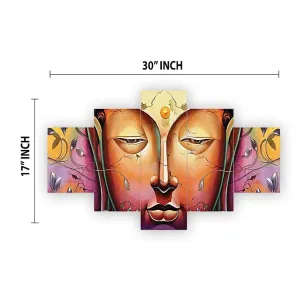 MDF Framed 3D Wall Painting Set of Five  for Home Decoration, Big Size Painting for Living Room