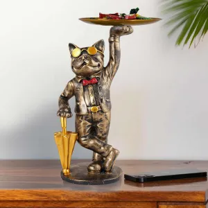 Cool Dog Showpiece with Plate Decorative Home Item