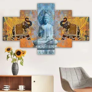 MDF Framed 3D Wall Painting Set of 5 Wall Decor