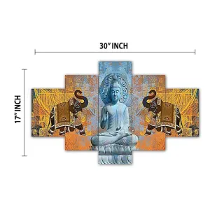 MDF Framed 3D Wall Painting Set of 5 Wall Decor