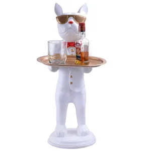 Cool Dog Showpiece with Plate White Color Decorative Home Item