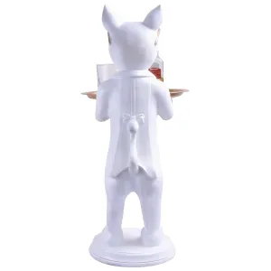 Cool Dog Showpiece with Plate White Color Decorative Home Item