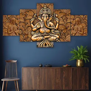 MDF Framed 3D Wall Painting Ganpati Set...