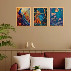 Wall Paintings for Wall Dacoration Large Framed Wall Paintings Set of Three for Living Room