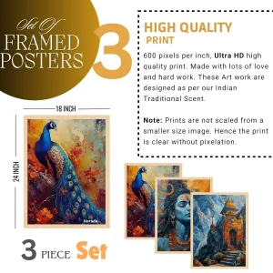 Wall Paintings for Wall Dacoration Large Framed Wall Paintings Set of Three for Living Room