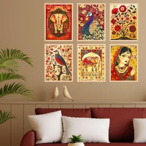 Madhubani Wall Paintings Set of Six for...