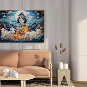 Radha Krishna Paintings For Wall Decoration With Frame Canvas Painting