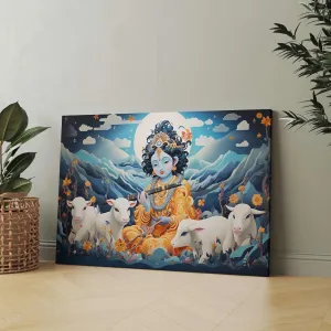 Radha Krishna Paintings For Wall Decoration With Frame Canvas Painting