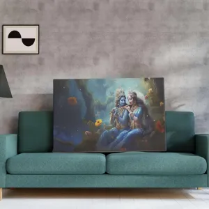 Radha Krishna Paintings For Wall Decoration With Frame Canvas Painting