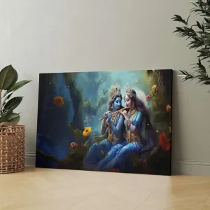 Radha Krishna Paintings For Wall Decoration With Frame Canvas Painting