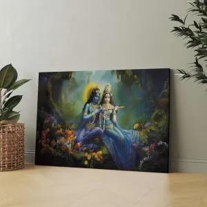Radha Krishna Paintings For Wall Decoration With Frame Canvas Painting