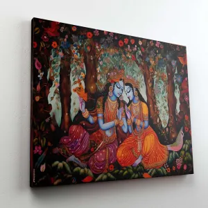 Radha Krishna Paintings For Wall Decoration With Frame Canvas Painting
