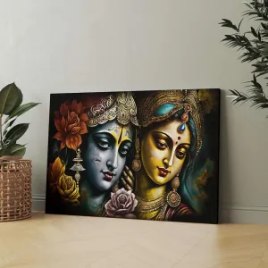 Radha Krishna Paintings For Wall Decoration With Frame Canvas Painting