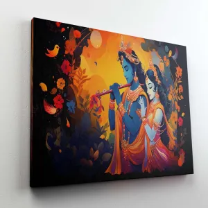 Radha Krishna Paintings For Wall Decoration With Frame Canvas Painting