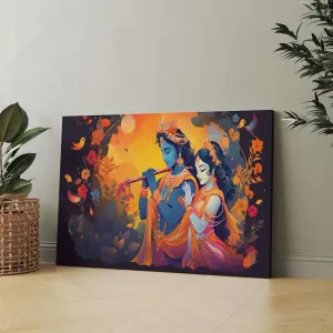 Radha Krishna Paintings For Wall Decoration With Frame Canvas Painting