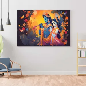 Radha Krishna Paintings For Wall Decoration With Frame Canvas Painting