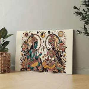 Radha Krishna Canvas Wall Painting with Frame for Home Decor