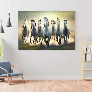 Seven Horse Painting For Wall Decoration With Frame Canvas Painting For Living Room