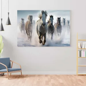 Seven Horse Painting For Wall Decoration With Frame Canvas Painting For Living Room