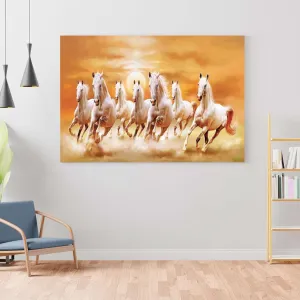 Seven Horse Painting For Wall Decoration With Frame Canvas Painting For Living Room