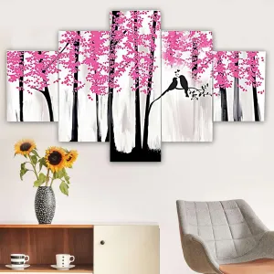 MDF Framed 3D Wall Painting Set of Five for Home Decoration, Big Size Painting for Living Room
