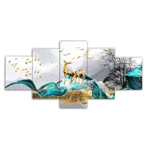 MDF Framed 3D Wall Painting Set of Five for Home Decoration, Big Size Painting for Living Room