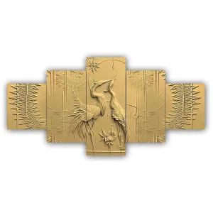 MDF Framed 3D Wall Painting Set of Five for Home Decoration, Big Size Painting for Living Room