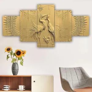 MDF Framed 3D Wall Painting Set of Five for Home Decoration, Big Size Painting for Living Room