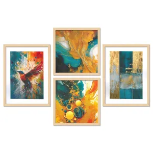 Framed Painting Set of Four for Wall Painting Decoration