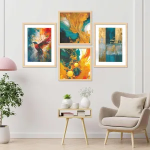 Framed Painting Set of Four for Wall Painting Decoration
