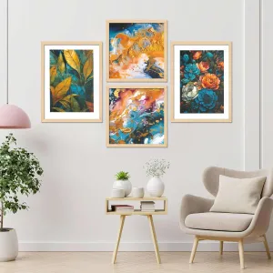 Framed Painting Set of Four for Wall Painting Decoration
