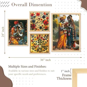 Framed Painting Set of Four for Wall Painting Decoration