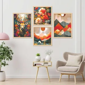 Framed Painting Set of Four for Wall Painting Decoration