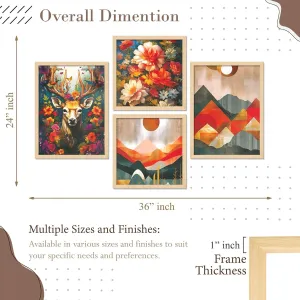 Framed Painting Set of Four for Wall Painting Decoration