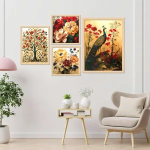 Framed Painting Set of Four for Wall Painting Decoration