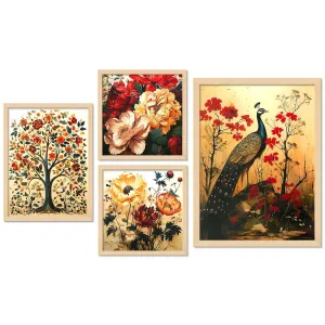 Framed Painting Set of Four for Wall Painting Decoration