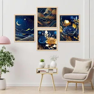 Framed Painting Set of Four for Wall Painting Decoration