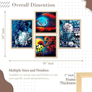 Framed Painting Set of Four for Wall Painting Decoration