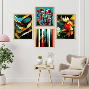 Framed Painting Set of Four for Wall Painting Decoration