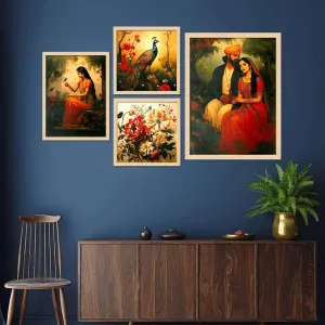 Framed Painting Set of Four for Wall Pai...