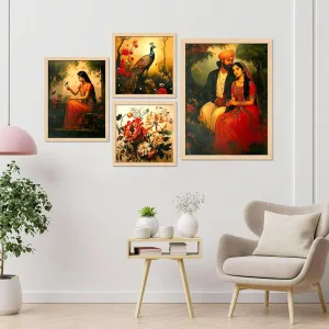 Framed Painting Set of Four for Wall Painting Decoration