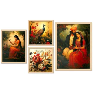 Framed Painting Set of Four for Wall Painting Decoration