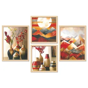 Framed Painting Set of Four for Wall Painting Decoration