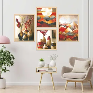 Framed Painting Set of Four for Wall Painting Decoration