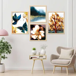 Framed Painting Set of Four for Wall Painting Decoration