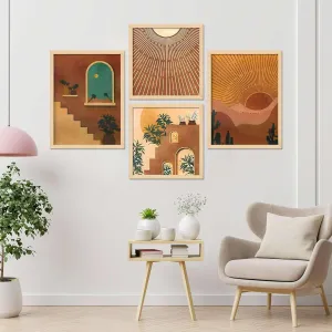 Framed Painting Set of Four for Wall Painting Decoration